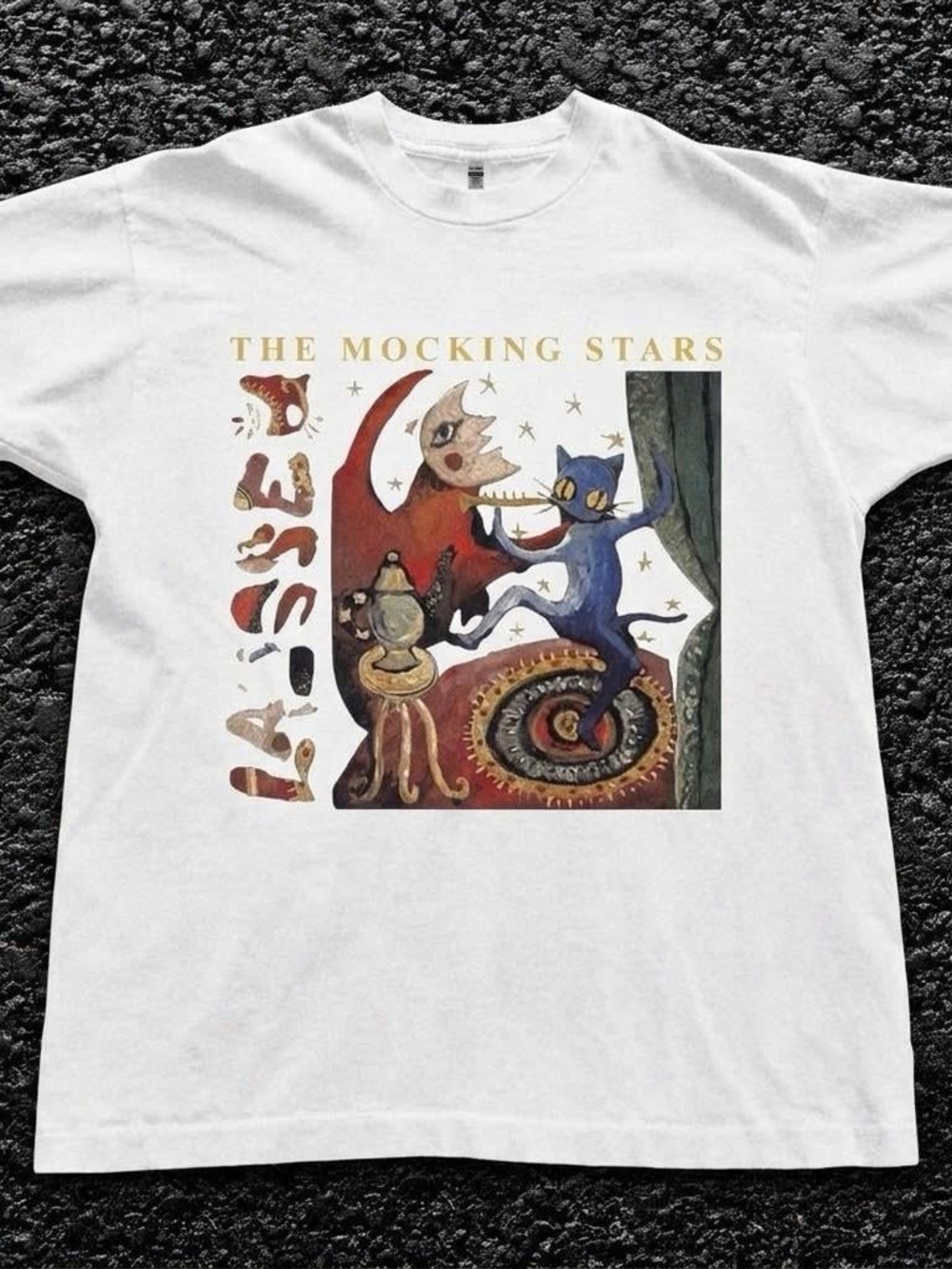 The Mocking Stars White Cat Graphic Tee